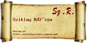 Sziklay Rózsa névjegykártya